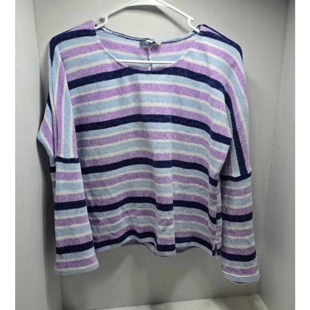 Women's Chenault Striped Crew Neck Sweater S Purple Blue